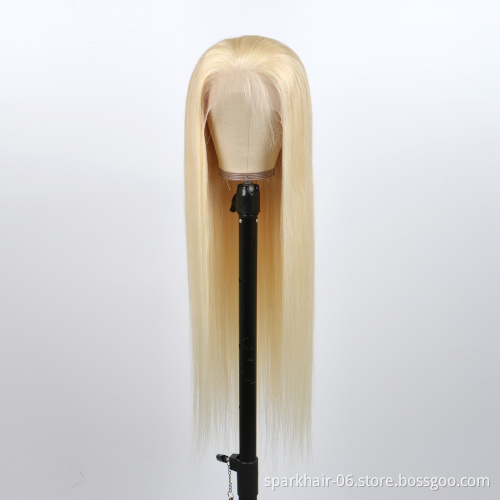 Raw Brazilian Human Hair 613 Blonde Bob Lace Frontal Wig,Cheap Wholesale Cuticle Aligned Straight Pre-plucked 13*4/4*4 Lace Wigs